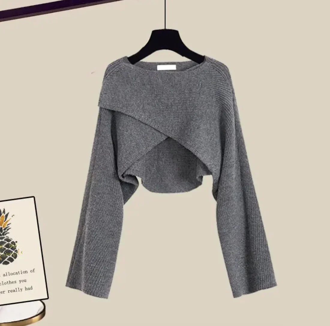 Elena | Elegantes Dreiteiliges Set mit Bluse und Pullover