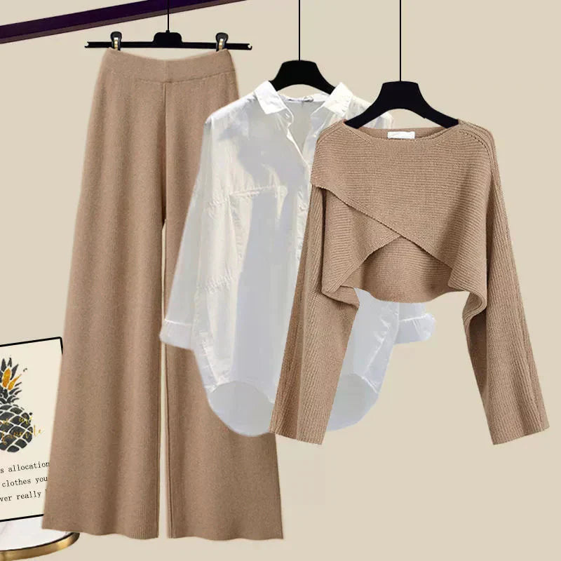 Elena | Elegantes Dreiteiliges Set mit Bluse und Pullover