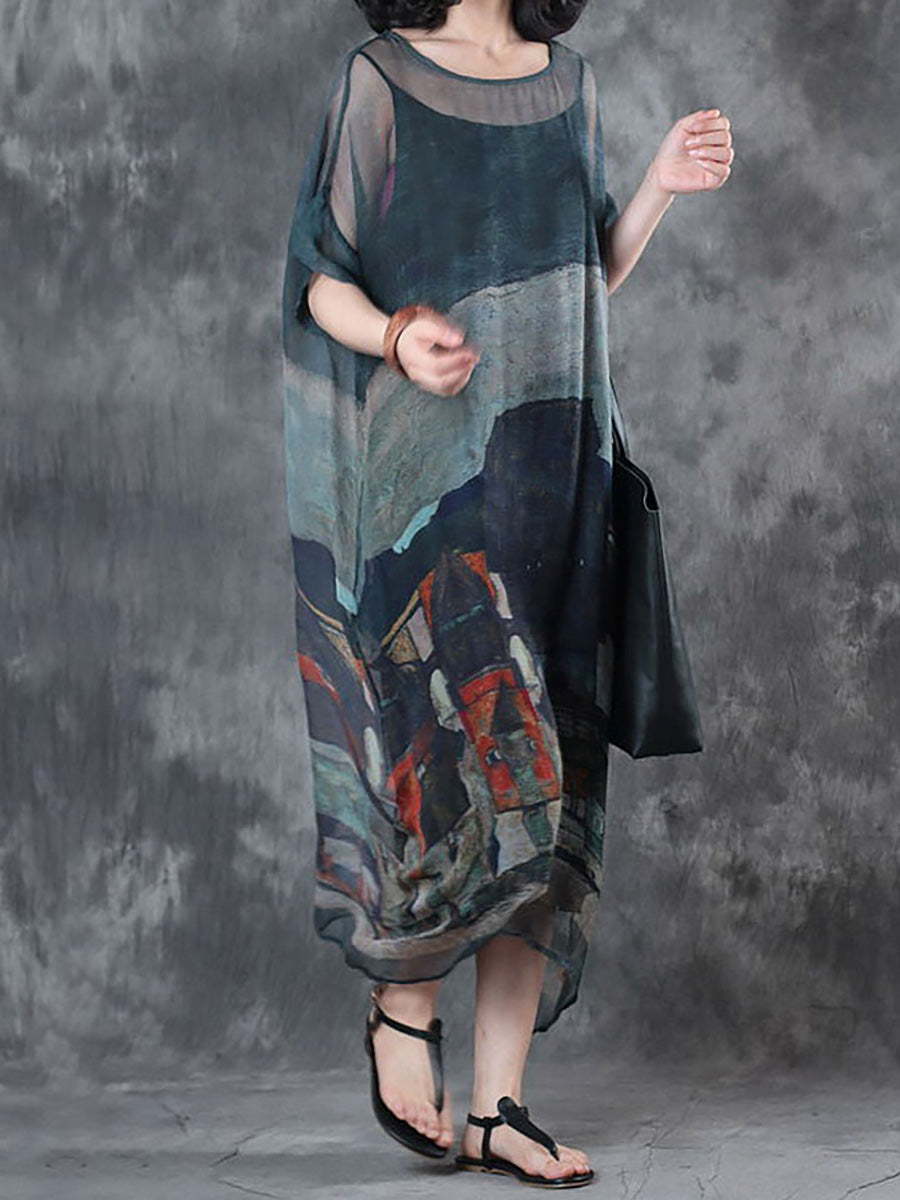 Milaca - Plus Size Locker Blumenmuster Kleid (Zwei Teile)
