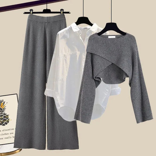 Elena | Elegantes Dreiteiliges Set mit Bluse und Pullover