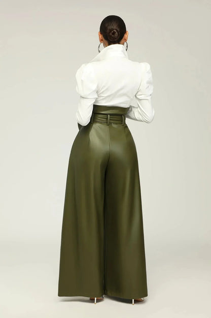 LINARA |  Hohe Taille Hose mit Gürtel, seitlichem Reißverschluss